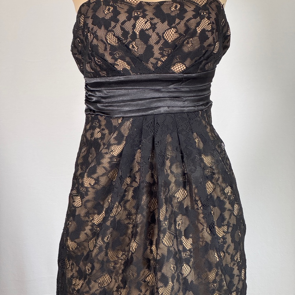 Elegant Black Lace Strapless Dress